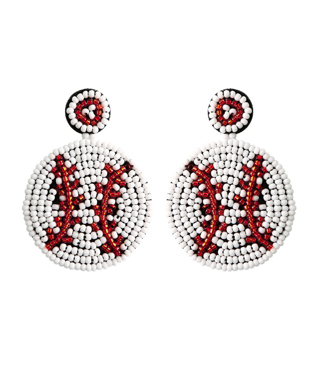 Elegant Red Hand Knitting Rice Ball Rugby Stud Earrings