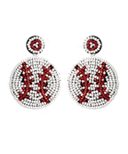 Elegant Red Hand Knitting Rice Ball Rugby Stud Earrings