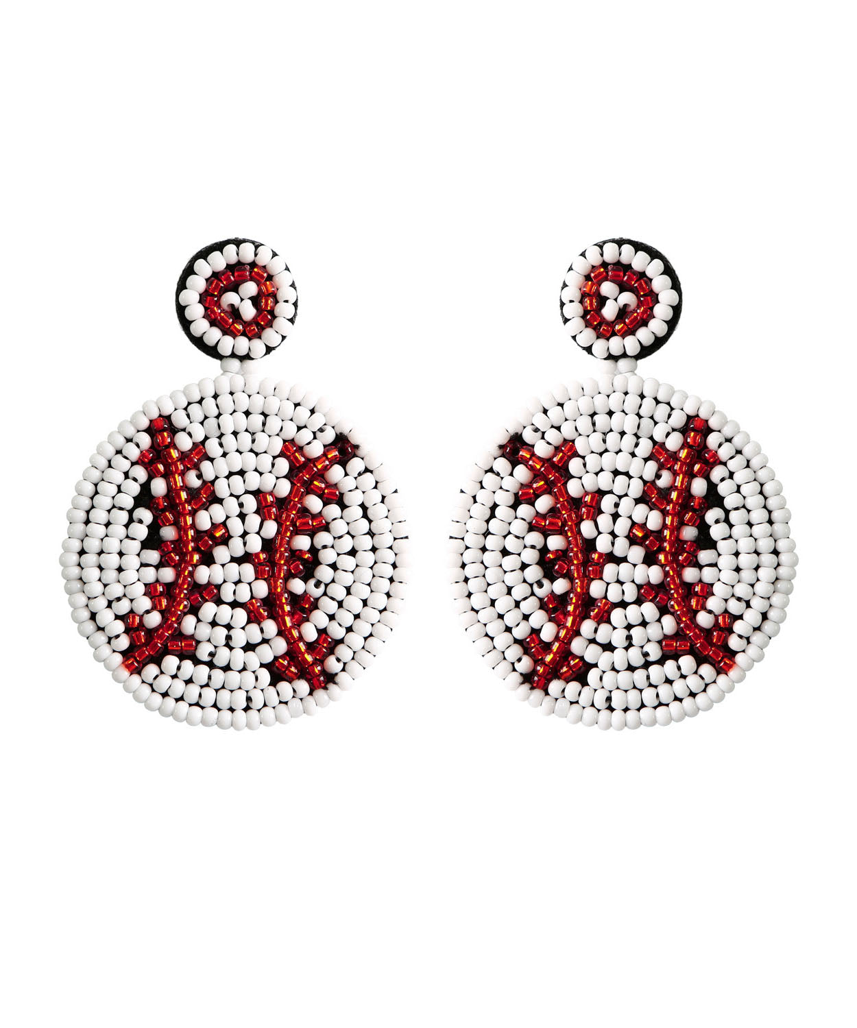 Elegant Red Hand Knitting Rice Ball Rugby Stud Earrings