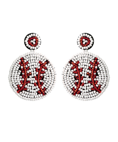 Elegant Red Hand Knitting Rice Ball Rugby Stud Earrings