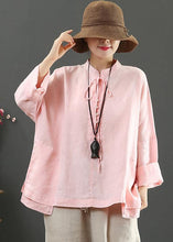 Load image into Gallery viewer, Elegant Stand Collar Pockets Spring Blouse Wardrobes Pink Blouse