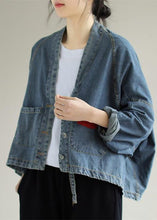 Load image into Gallery viewer, Elegant V Neck Button Down Spring Clothes Fashion Ideas Denim Blue Coats