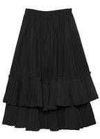Elegant black Cotton quilting skirt layered tunic high waist skirts