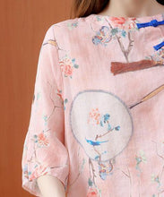 Load image into Gallery viewer, Elegant o neck half sleeve clothes For Women Photography pink floral shirt
