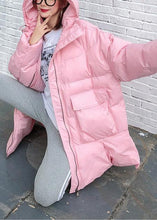 Load image into Gallery viewer, Elegant trendy plus size Jackets &amp; Coats big pockets outwear pink thick hooded overcoat