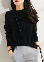 Load image into Gallery viewer, Fashion Beige Asymmetrical Wrinkled Button Wool Knit Pullover Spring