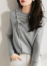 Load image into Gallery viewer, Fashion Beige Asymmetrical Wrinkled Button Wool Knit Pullover Spring