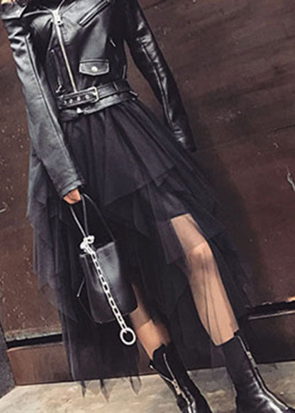 Fashion Black Tulle Asymmetrical A Line Fall Skirt