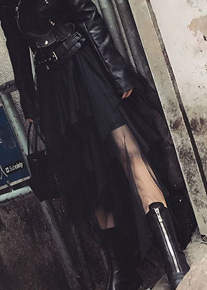 Fashion Black Tulle Asymmetrical A Line Fall Skirt