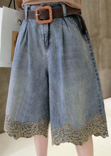 Load image into Gallery viewer, Fashion Blue High Waist Lace Patchwork Denim Shorts Summer