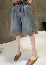 Load image into Gallery viewer, Fashion Blue High Waist Lace Patchwork Denim Shorts Summer