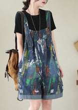 Load image into Gallery viewer, Fashion Blue Oversized Tie Dye Denim Jumpsuits Ripped Shorts Summer