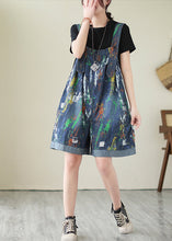 Load image into Gallery viewer, Fashion Blue Oversized Tie Dye Denim Jumpsuits Ripped Shorts Summer