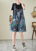 Load image into Gallery viewer, Fashion Blue Oversized Tie Dye Denim Jumpsuits Ripped Shorts Summer