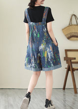 Load image into Gallery viewer, Fashion Blue Oversized Tie Dye Denim Jumpsuits Ripped Shorts Summer