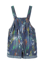 Load image into Gallery viewer, Fashion Blue Oversized Tie Dye Denim Jumpsuits Ripped Shorts Summer