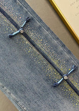 Load image into Gallery viewer, Fashion Blue Patchwork Zircon High Waist Wide Leg Jeans