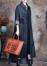 Load image into Gallery viewer, Fashion Blue PeterPan Collar Plaid Patchwork denim Winter Coat