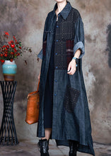 Load image into Gallery viewer, Fashion Blue PeterPan Collar Plaid Patchwork denim Winter Coat