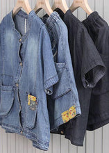 Load image into Gallery viewer, Fashion Button Blue Short Sleeve tops hot pants Denim Two Piece Suit Set