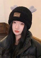 Fashion Camel Warm Fleece Antler Faux Fur Bonnie Hat