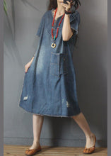 Load image into Gallery viewer, Fashion Denim V Neck side open Dress Summer