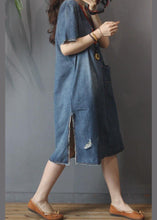 Load image into Gallery viewer, Fashion Denim V Neck side open Dress Summer