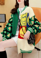 Load image into Gallery viewer, Fashion Green Oversized Patchwork Jacquard Knit Cardigans Spring