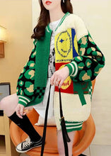 Load image into Gallery viewer, Fashion Green Oversized Patchwork Jacquard Knit Cardigans Spring
