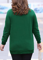 Fashion Green Turtleneck Striped Patchwork Sweatshirts Fall