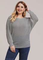 Fashion Grey O-Neck Cozy Knit Sweaters Fall