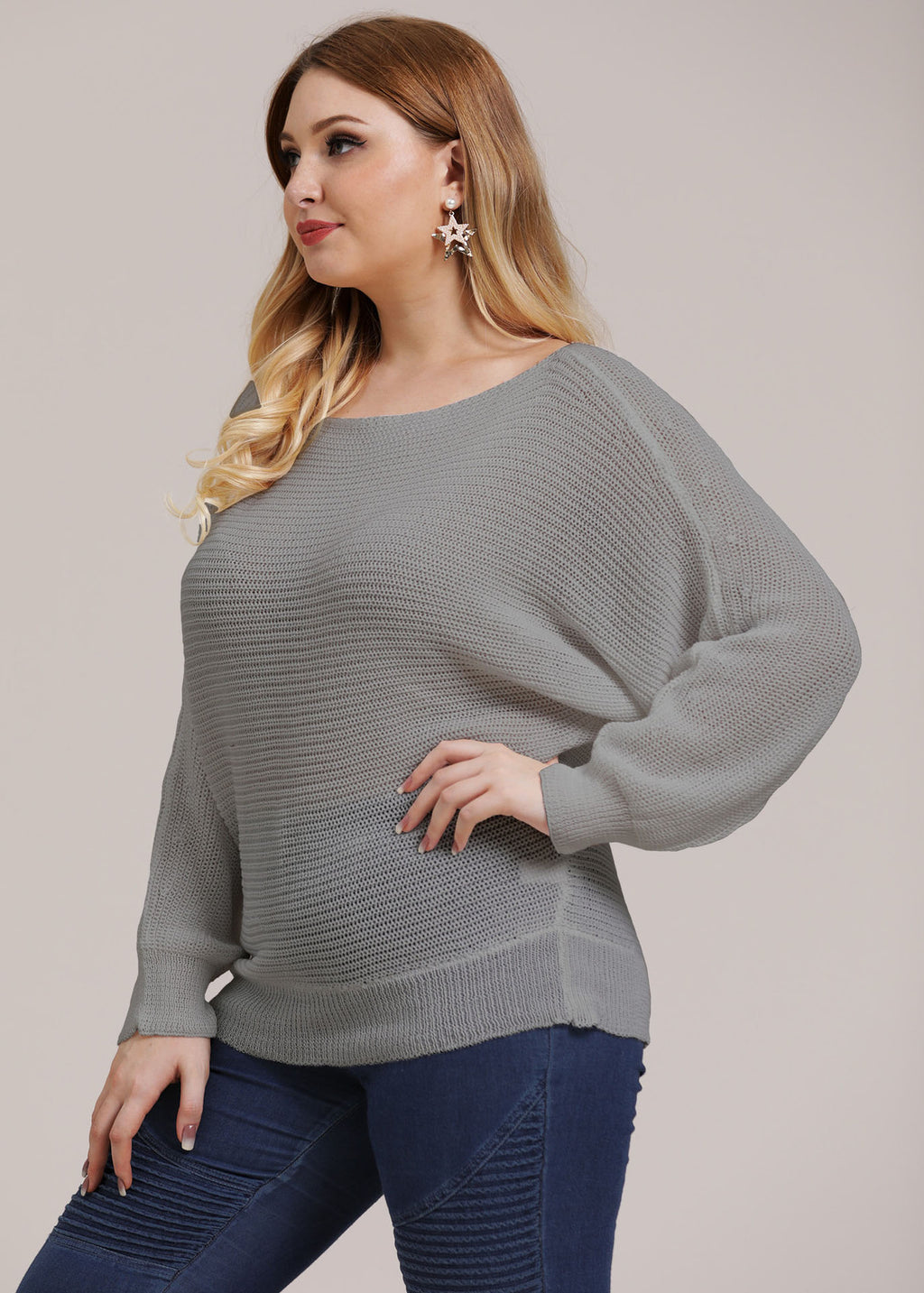 Fashion Grey O-Neck Cozy Knit Sweaters Fall