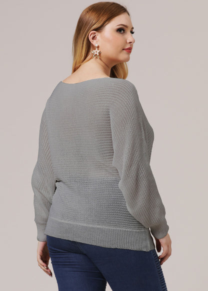 Fashion Grey O-Neck Cozy Knit Sweaters Fall