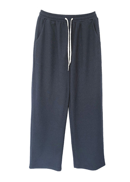 Fashion Navy Oversized Spandex Straight Pants Fall