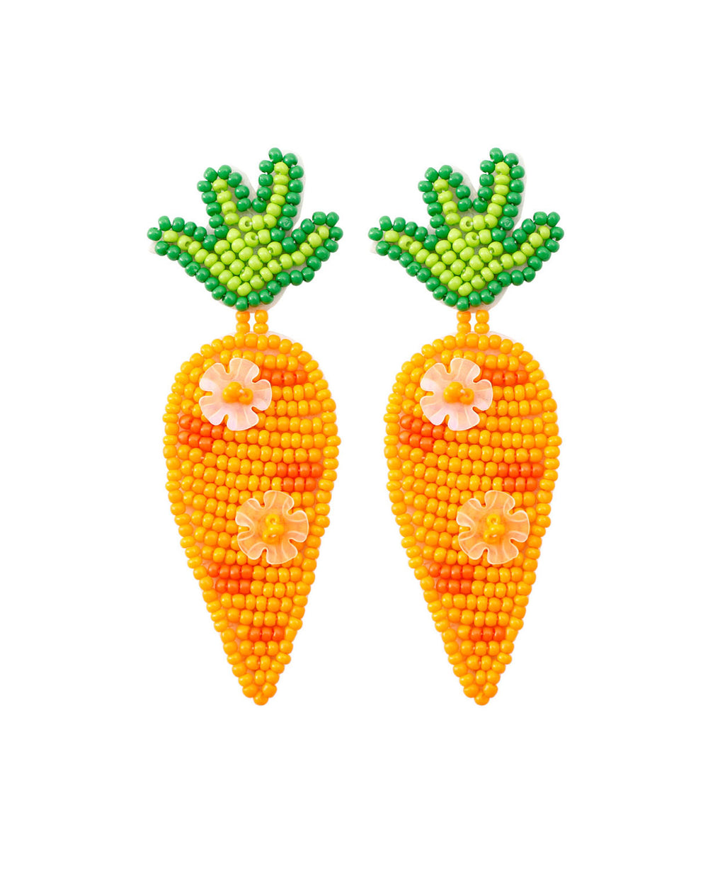 Fashion Orange Hand Knitting Rice Ball Sequins Radish Drop Earrings
