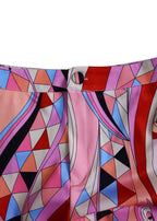 Fashion Pink Notched Print Spandex Coat And Pants Two Piece Set Fall