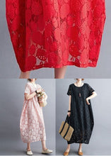 Load image into Gallery viewer, Fashion Pink O-Neck Embroideried Lace Dress Summer