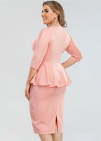 Fashion Pink O-Neck Wrinkled Patchwork Cotton Two Pieces Set Summer