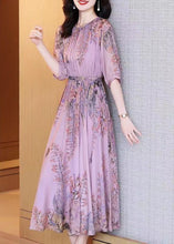 Load image into Gallery viewer, Fashion Purple O-Neck Print Chiffon Maxi Dresses Summer