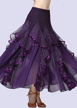 Load image into Gallery viewer, Fashion Purple Wrinkled Tulle Patchwork Sequins Cotton Skirts Summer