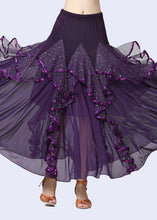 Load image into Gallery viewer, Fashion Purple Wrinkled Tulle Patchwork Sequins Cotton Skirts Summer