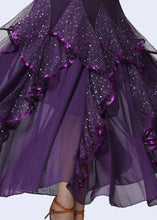 Load image into Gallery viewer, Fashion Purple Wrinkled Tulle Patchwork Sequins Cotton Skirts Summer