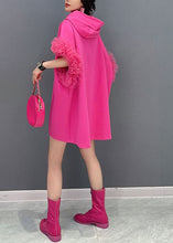 Load image into Gallery viewer, Fashion Rose Hooded Tulle Ruffled Patchwork Cotton Mini Dresses Summer