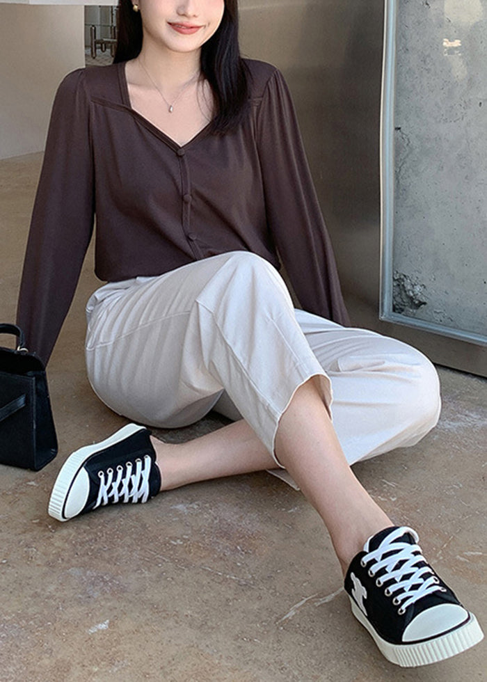 Fashion White Slim Fit Pockets Spandex Crop Pants Fall