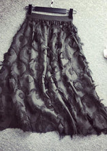Load image into Gallery viewer, Feather Patterned Fringed High Waisted Chiffon Skirt