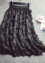 Load image into Gallery viewer, Feather Patterned Fringed High Waisted Chiffon Skirt