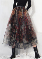 Fine Black Print Lace A Line Skirts Summer