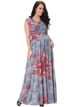 Load image into Gallery viewer, Fine O-Neck Print Elastic Waist Ice Size Long Dress Summer