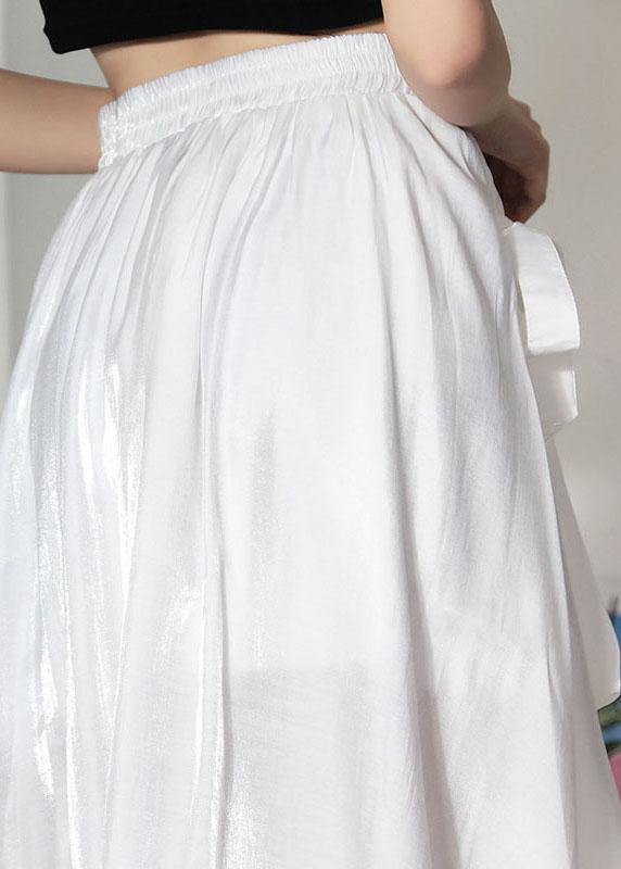 Fine White Floral Cinched Asymmetrical design A Line Skirt