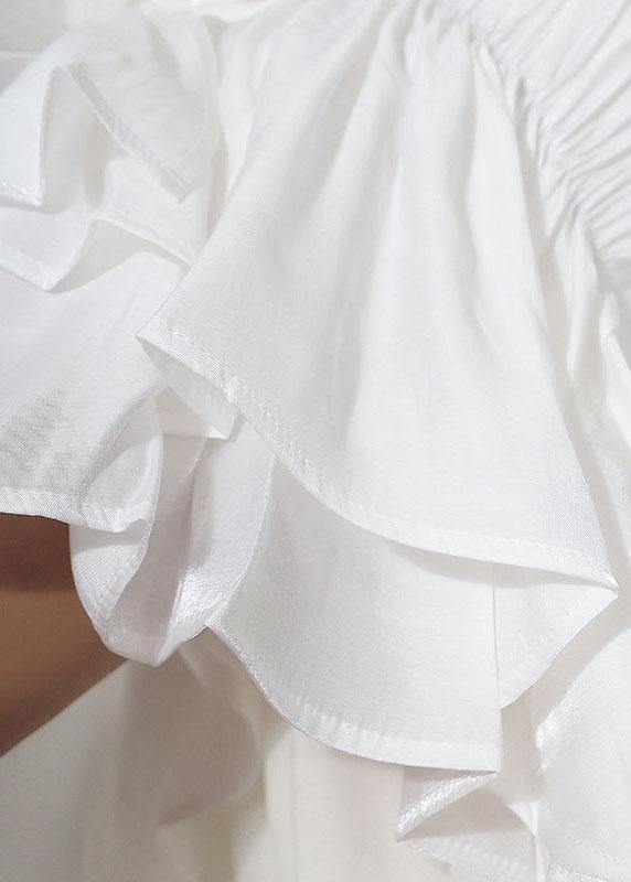 Fine White Floral Cinched Asymmetrical design A Line Skirt